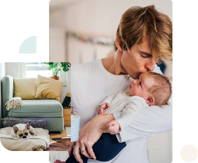 Collage of a healthy family home and mold sample imagery